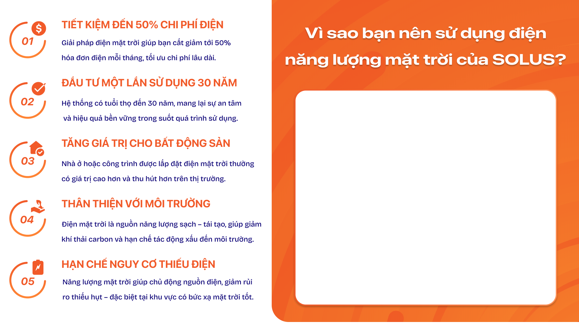 Vì sao bạn nên sử dụng điện năng lượng mặt trời SOLUS?